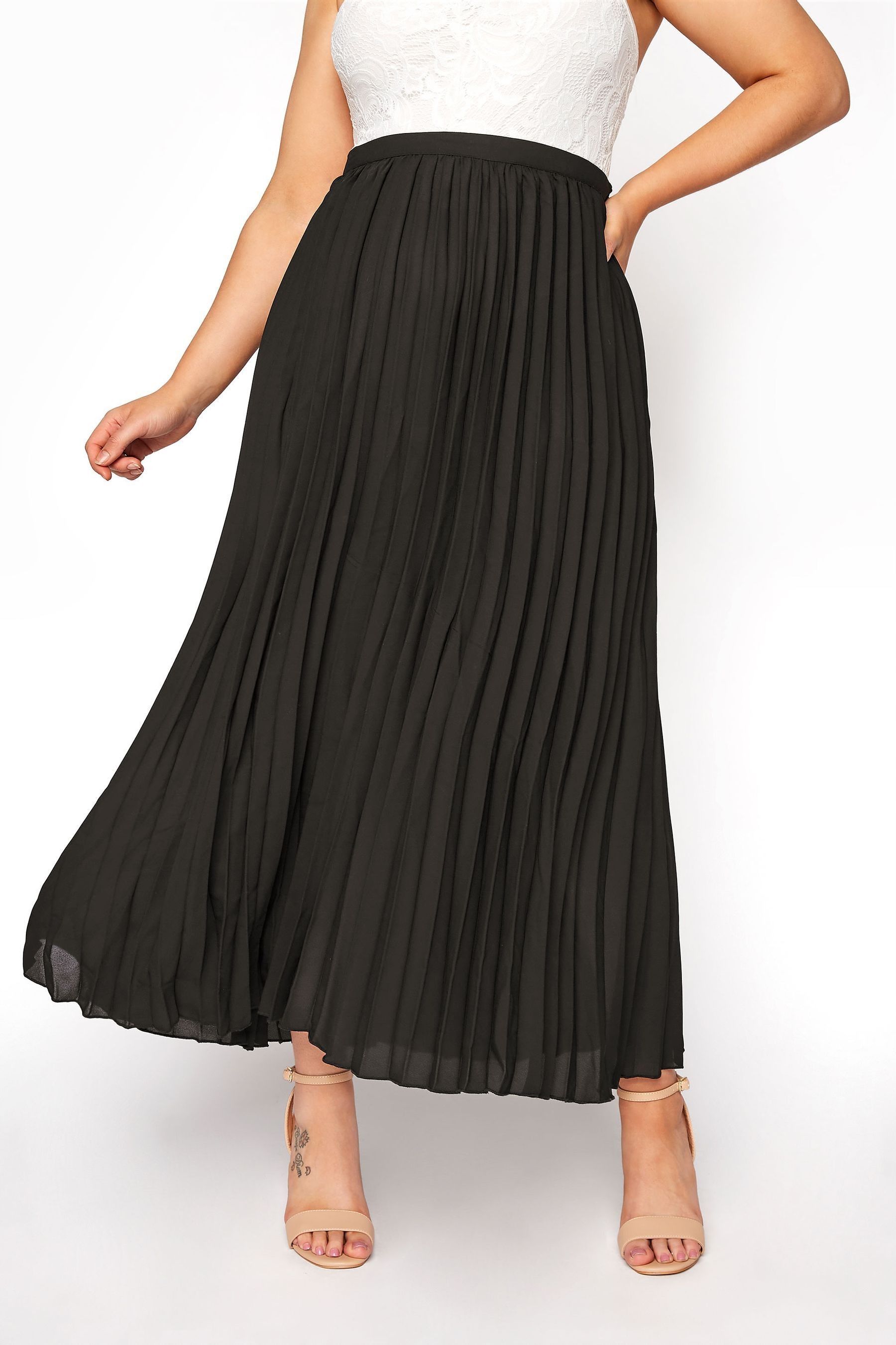 Plus size black chiffon skirt cheap