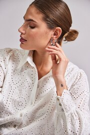 Y.A.S White Broderie Cotton Puff Sleeve Shirt - Image 2 of 5