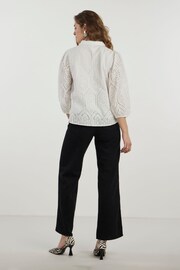 Y.A.S White Broderie Cotton Puff Sleeve Shirt - Image 4 of 5