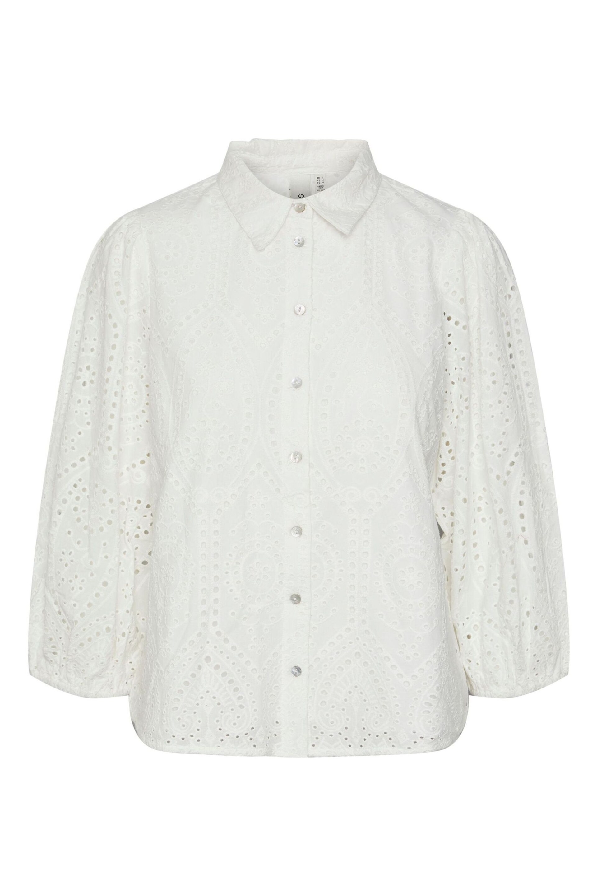 Y.A.S White Broderie Cotton Puff Sleeve Shirt - Image 5 of 5