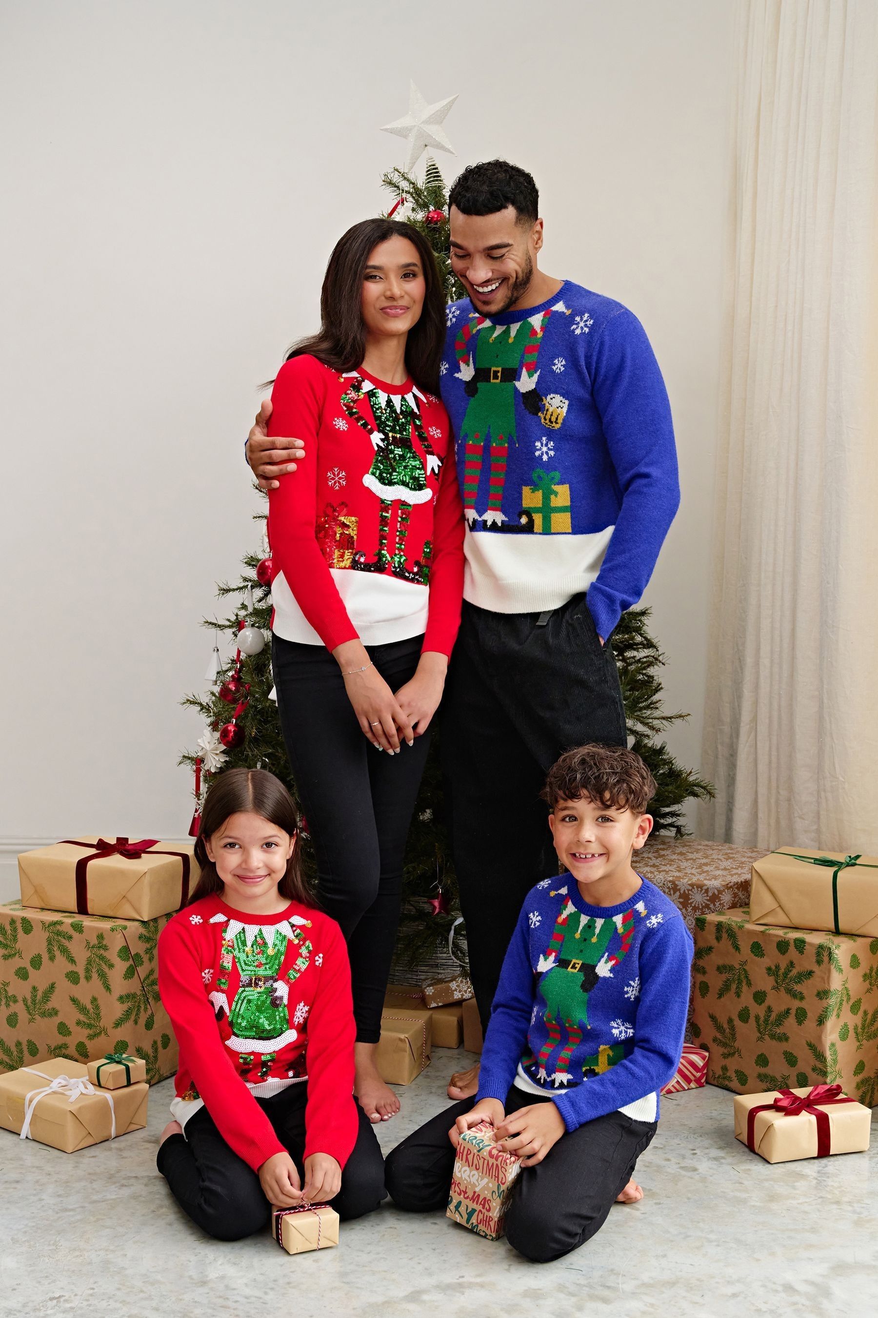 Buy Society 8 Blue Elf Matching Family Elf Christmas Jumper from Next Slovakia