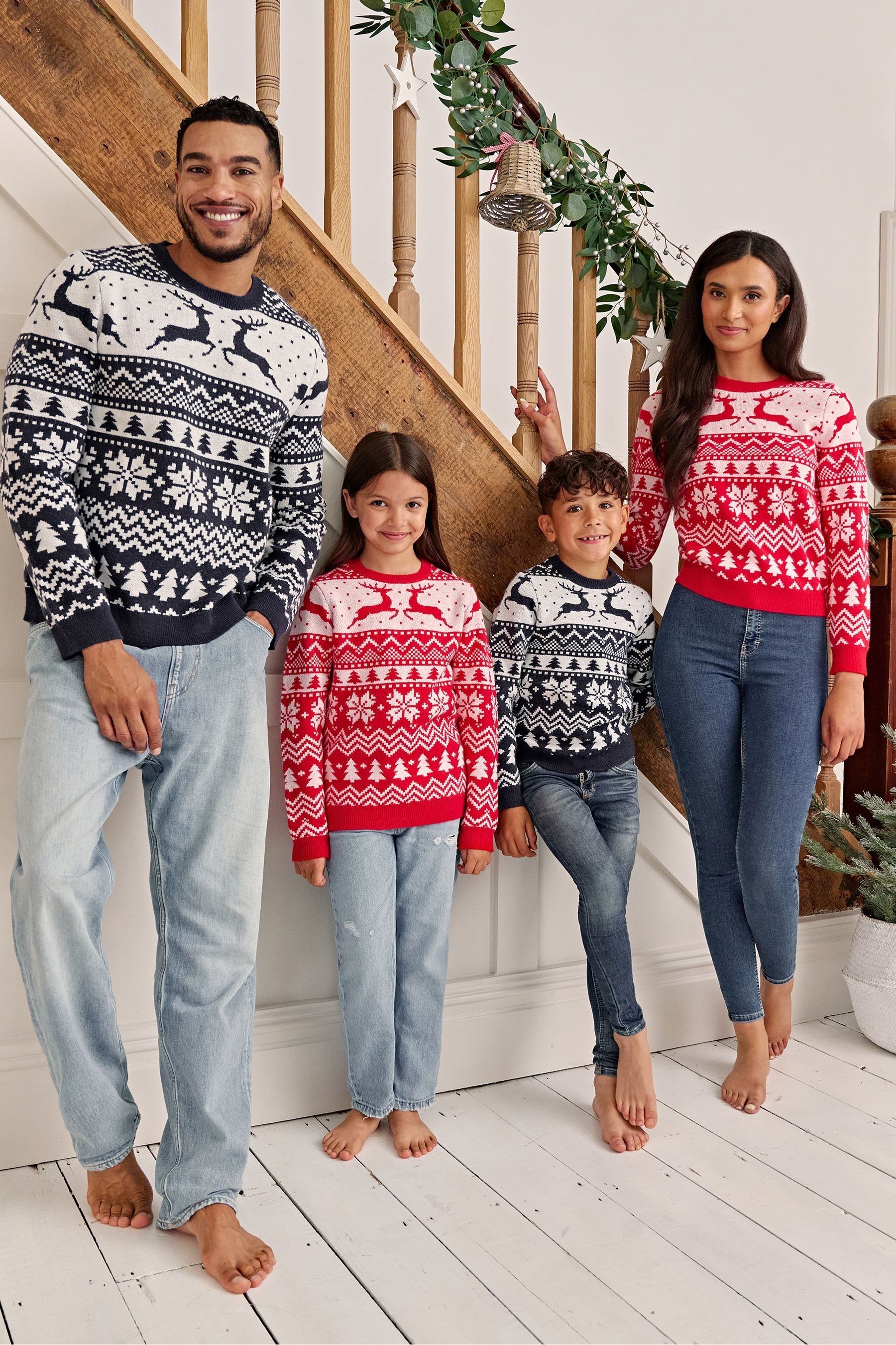 Buy Pull de Noel a motif renne de la famille Society 8 assorti from Next Luxembourg