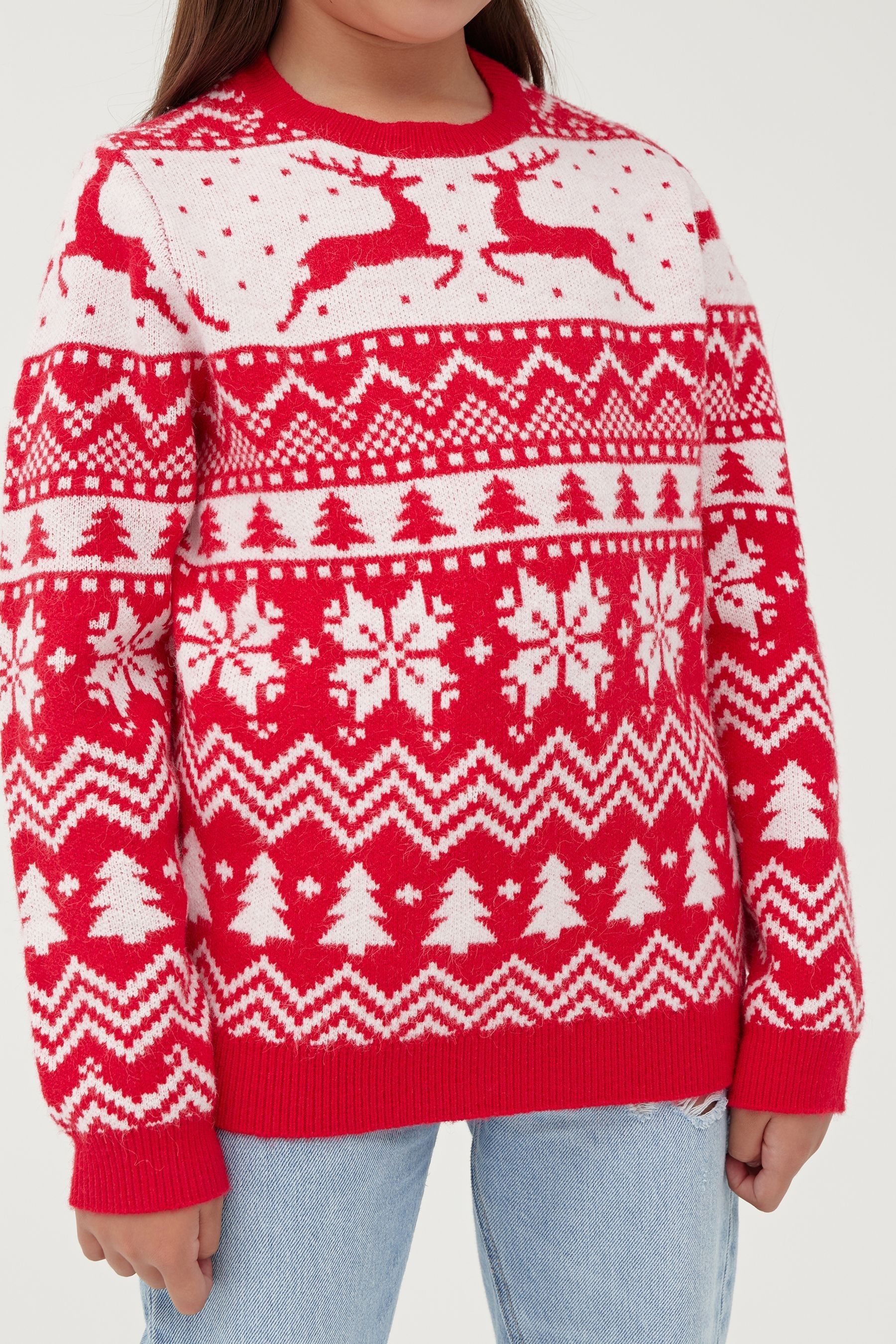 Red and white reindeer sweater on sale