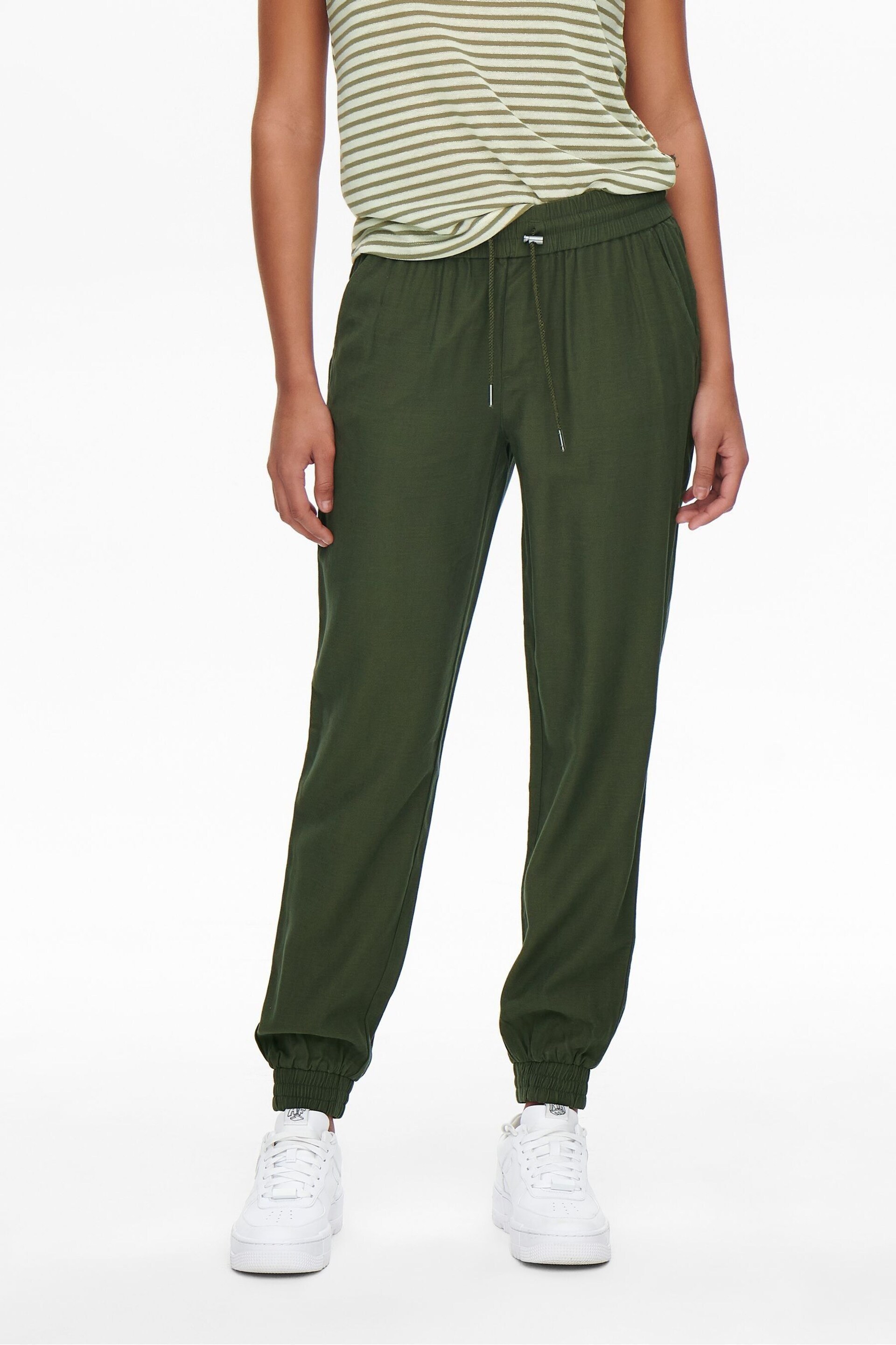 ONLY Khaki High Waist Drawstring Joggers - Image 1 of 5