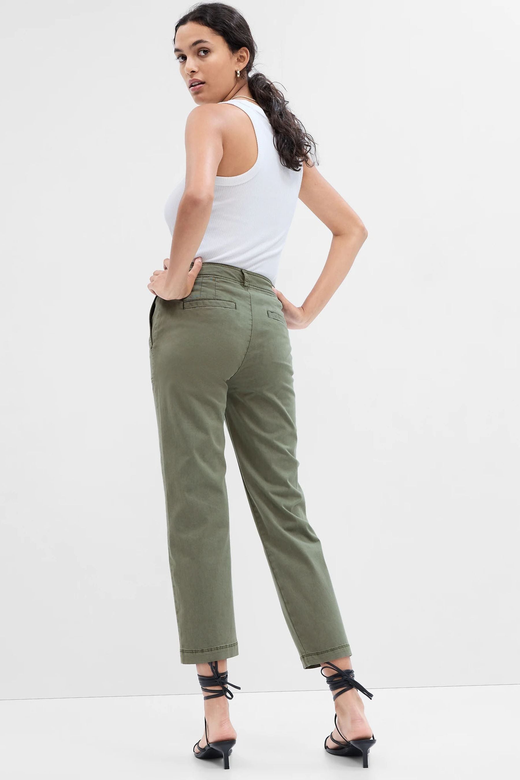 Buy Gap Green High Rise Girlfriend Utility Trousers from Next Ireland