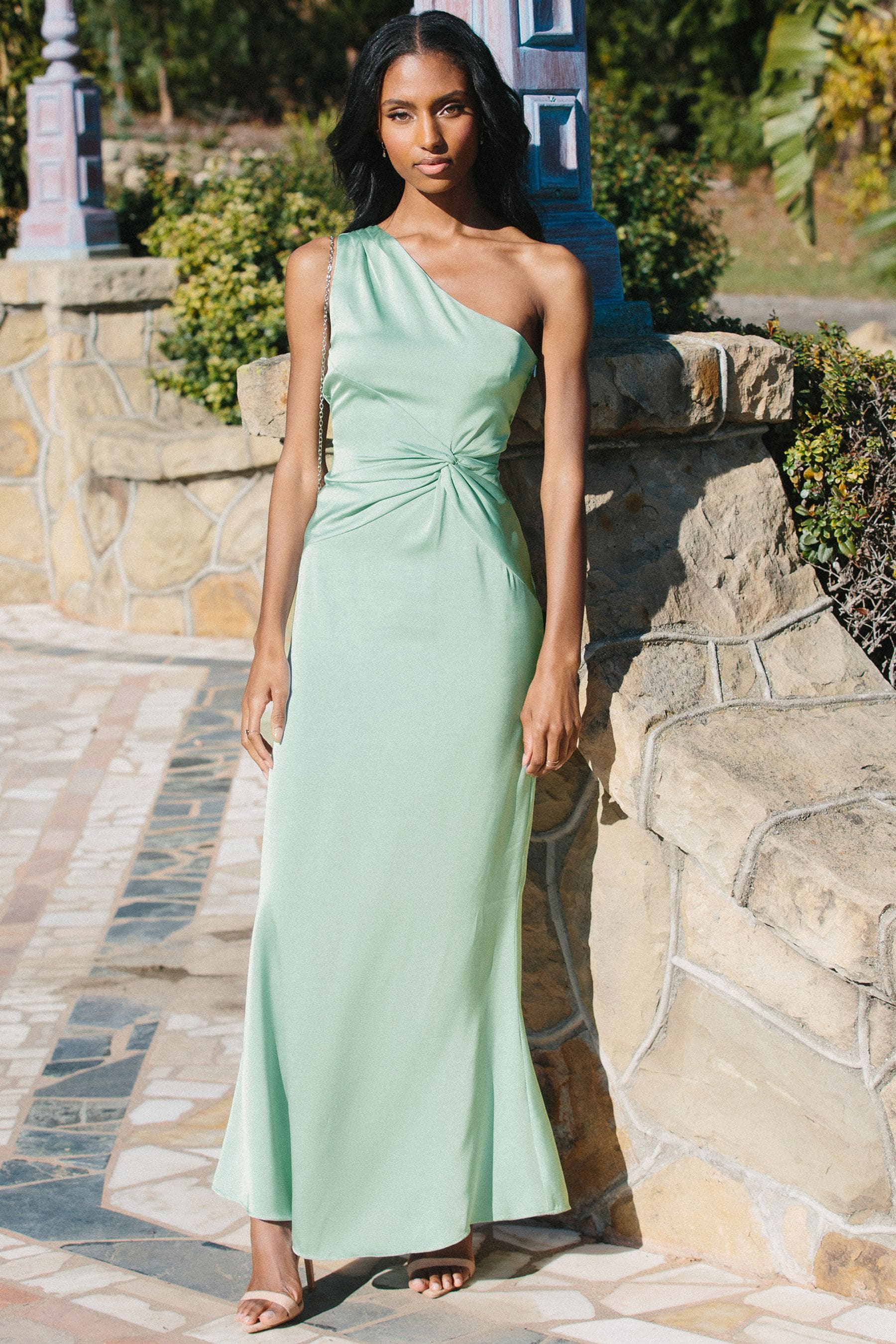 Buy Lipsy Sage One Shoulder Knot Front Maxi Dress from Next Luxembourg