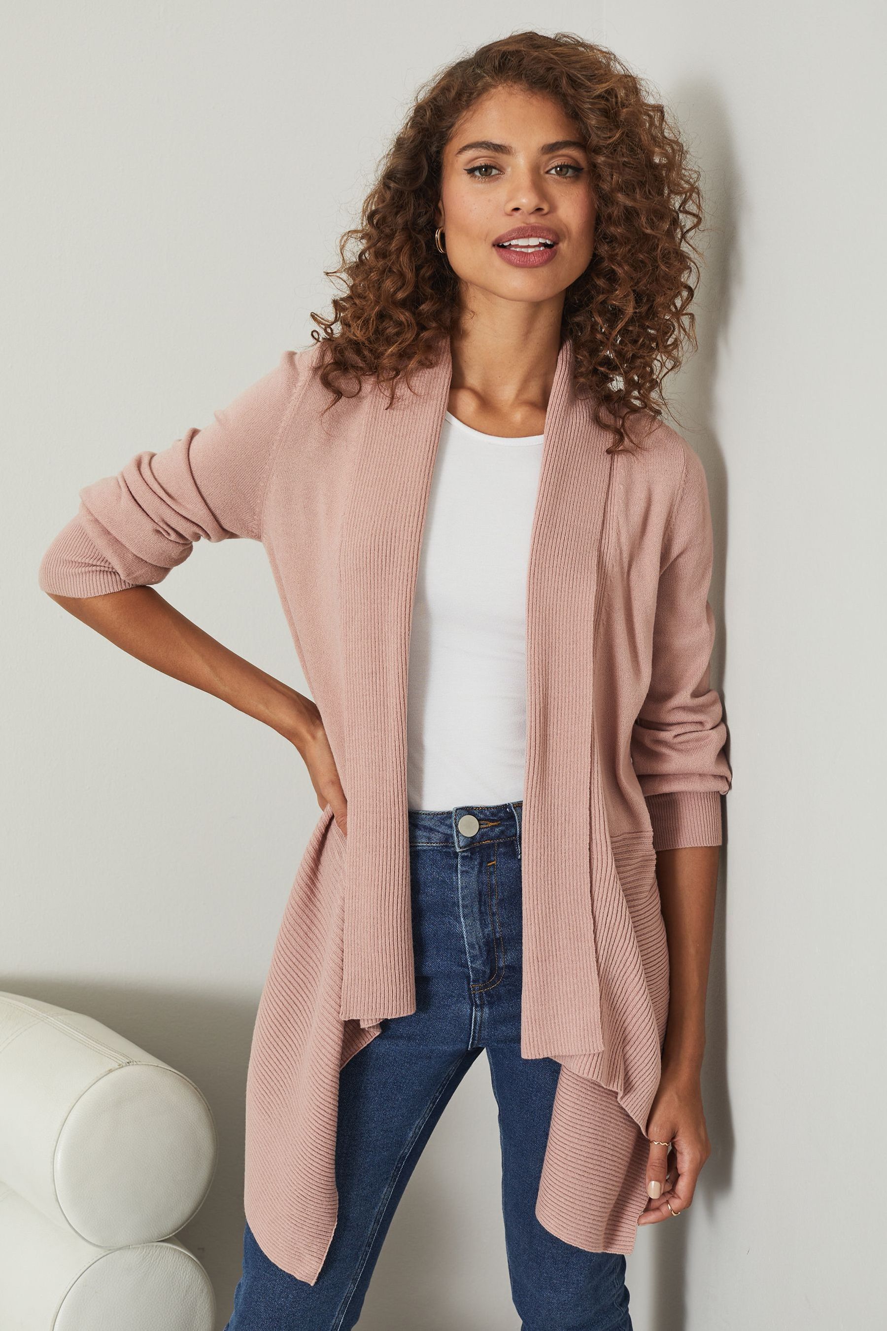 Buy Lipsy Pink Knitted Waterfall Cardigan from Next Luxembourg