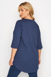 Yours Curve Blue Pintuck Henley Top - Image 3 of 4