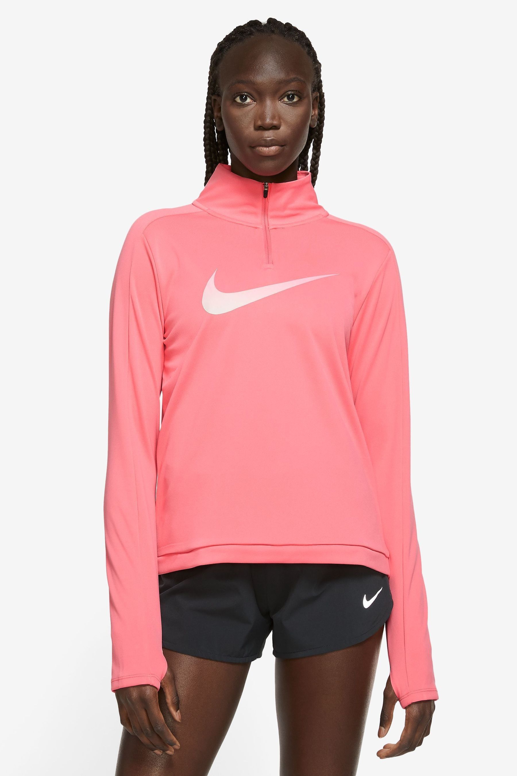 Buy Nike Coral Pink Dri FIT Swoosh Half Zip Running Top from Next Luxembourg
