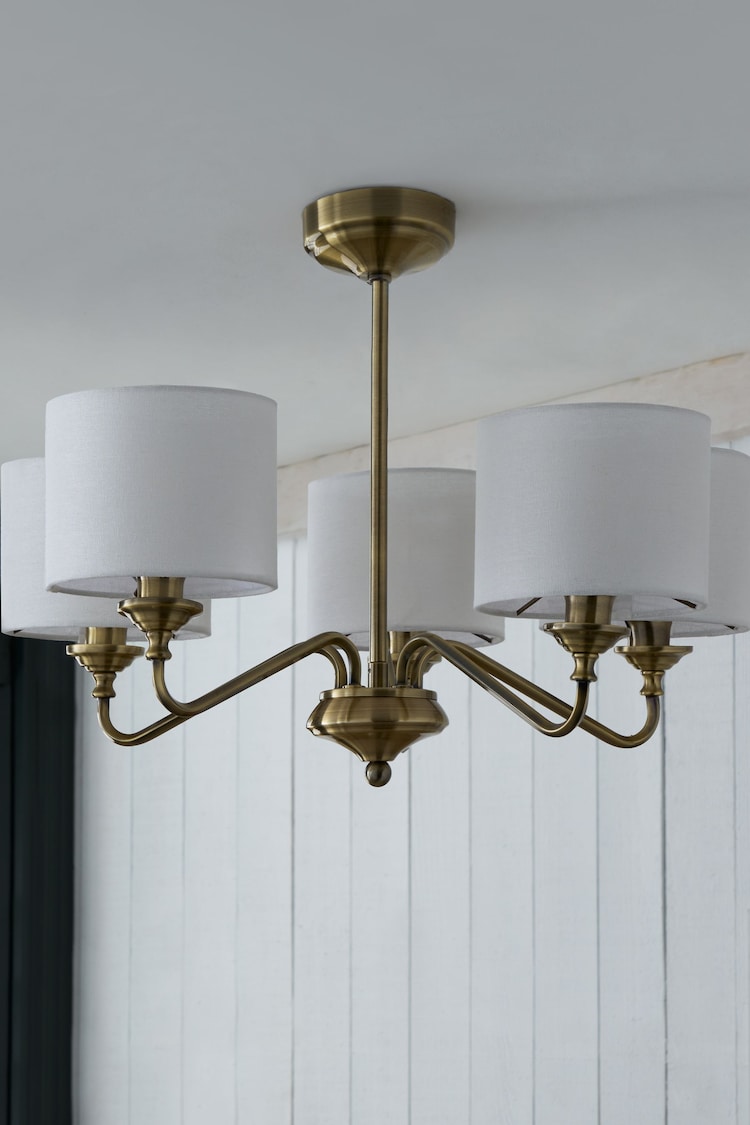 Brass Burford 5 Light Dual Mount Height Adjustable Ceiling Light - Image 2 of 11