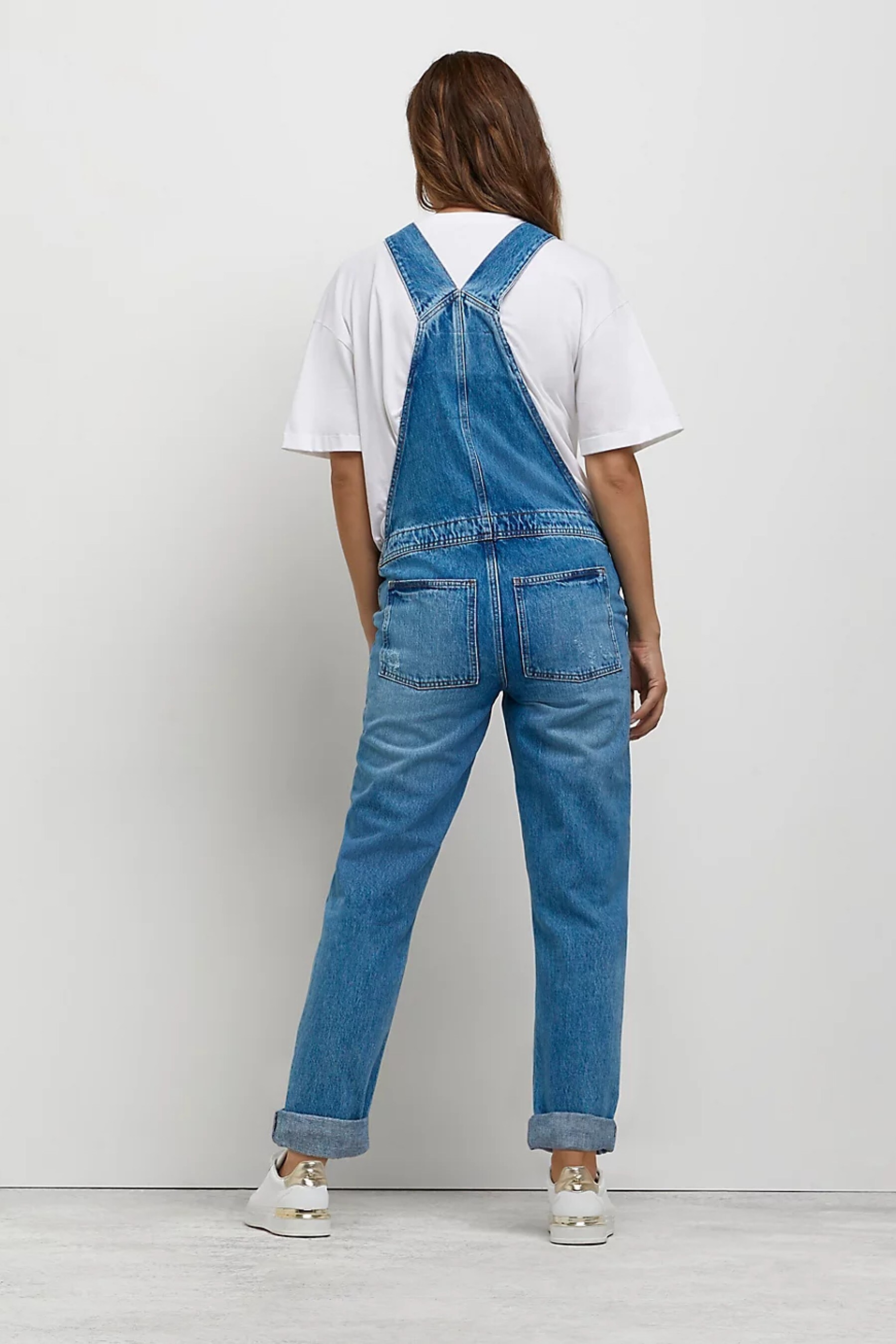 Buy River Island Denim Medium Maternity Boyfriend Dungarees from Next Luxembourg
