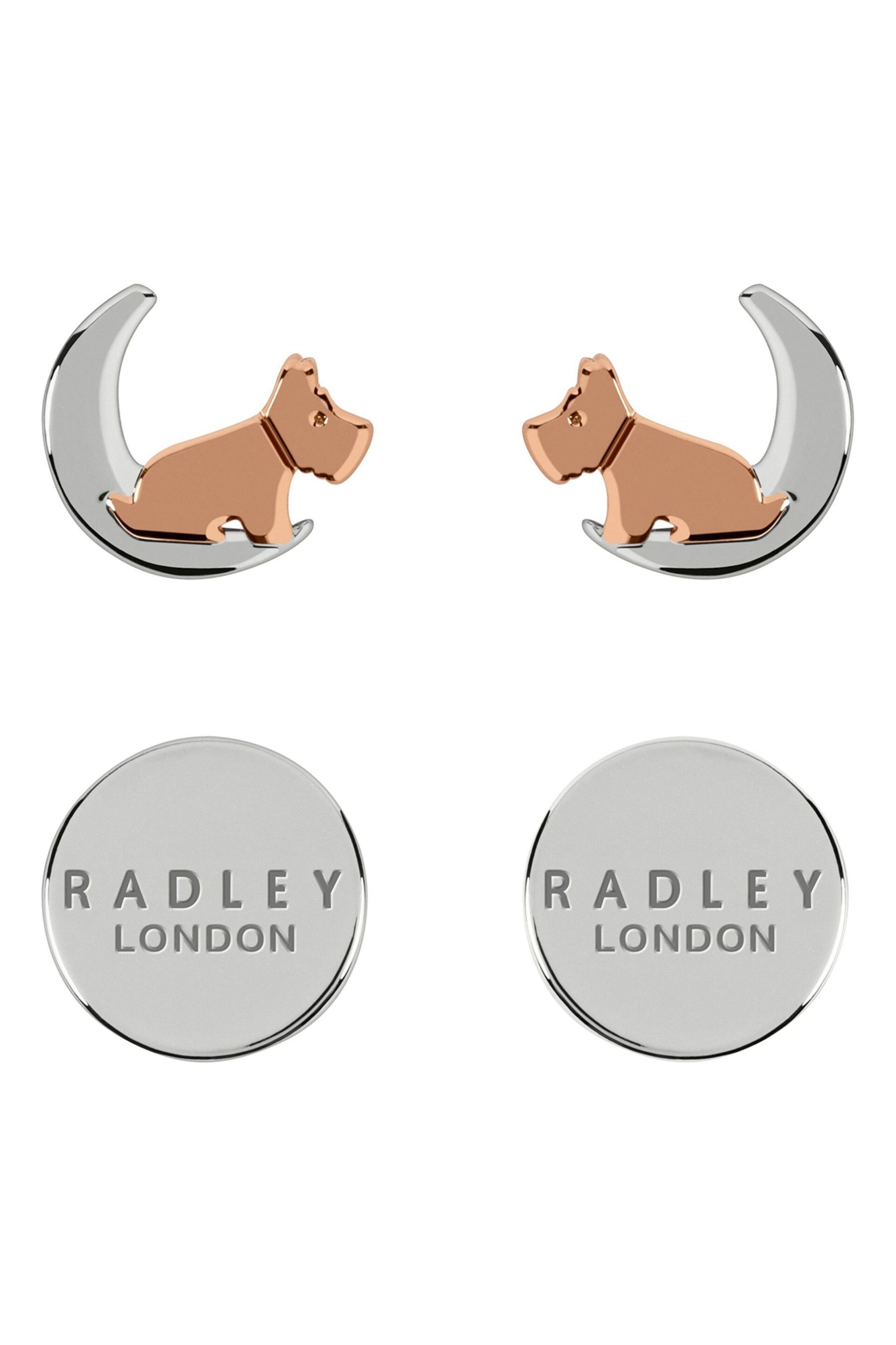 Radley Ladies 18ct Rose Gold And Silver-Plated 'Moon And Stars' Earrings - Image 1 of 3