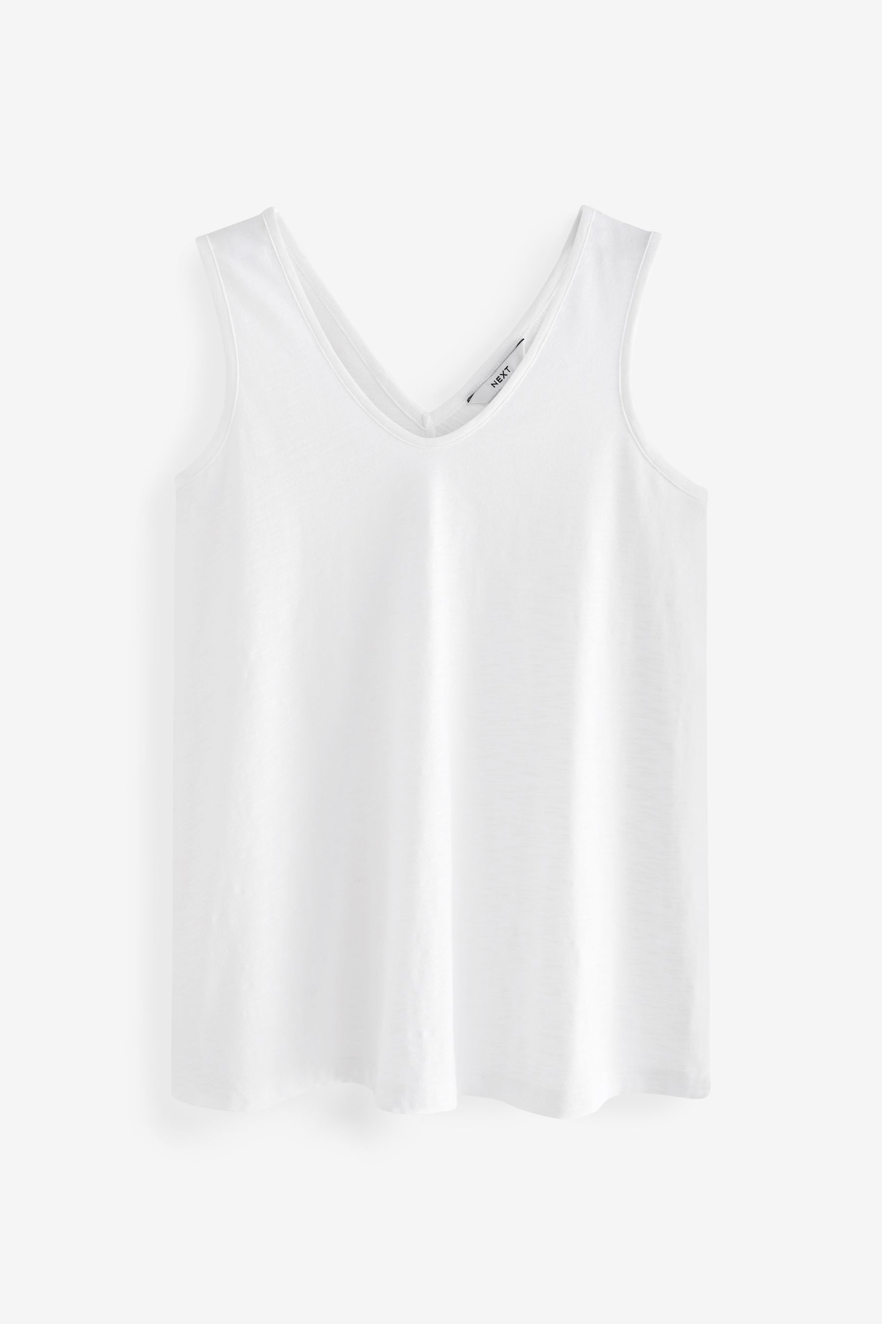 Buy White Cotton Slub Vest Top from Next Luxembourg