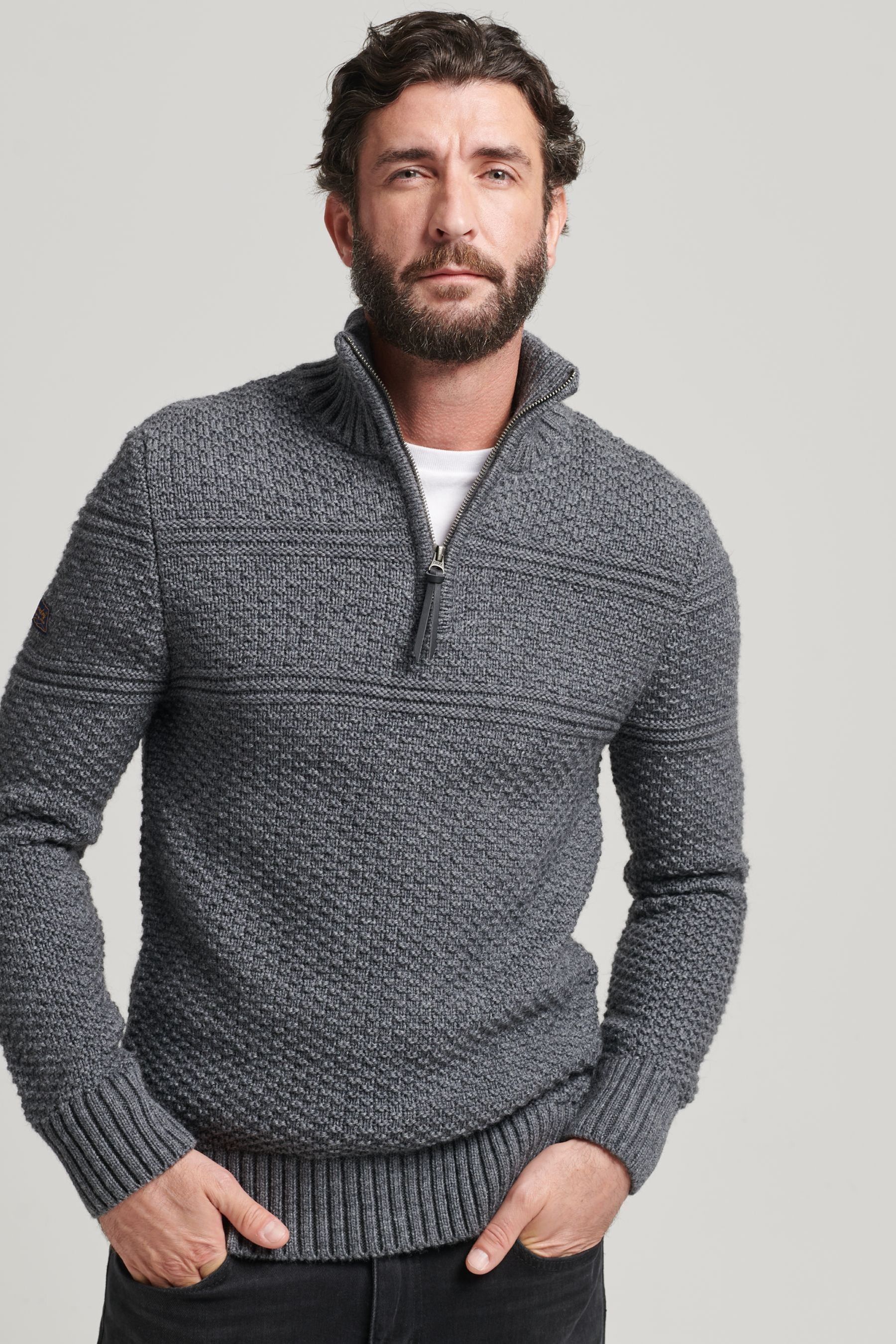 Buy Superdry Grey Jacob Henley Jumper from the Next UK online shop