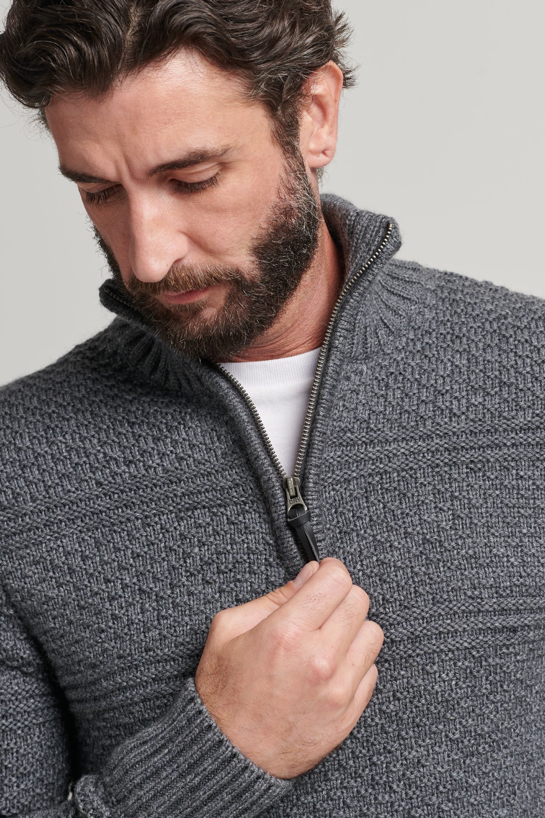 Buy Superdry Grey Jacob Henley Jumper from Next Luxembourg