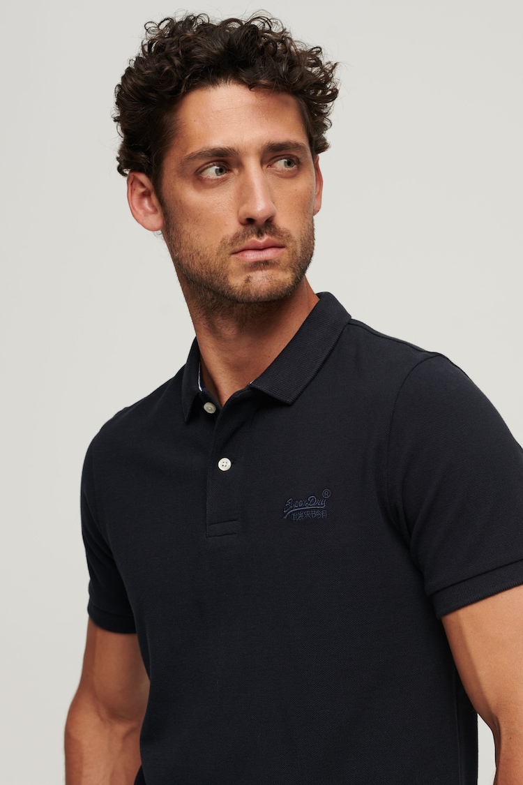 Superdry Navy Classic Pique Polo Shirt - Image 3 of 3