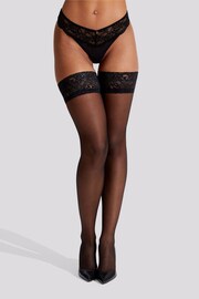 Ann Summers Black Lace Top Glossy Hold-Ups - Image 2 of 4