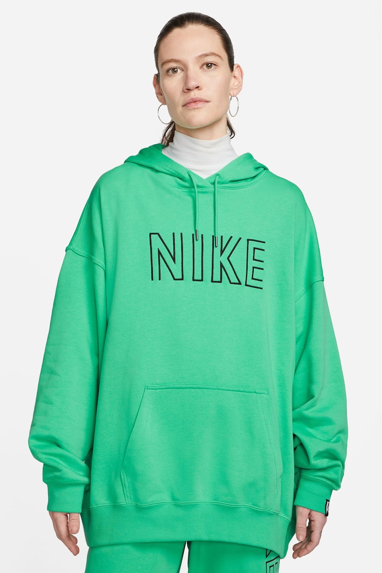 Nike Green Oversized Embroided Logo Hoodie - Image 1 of 8