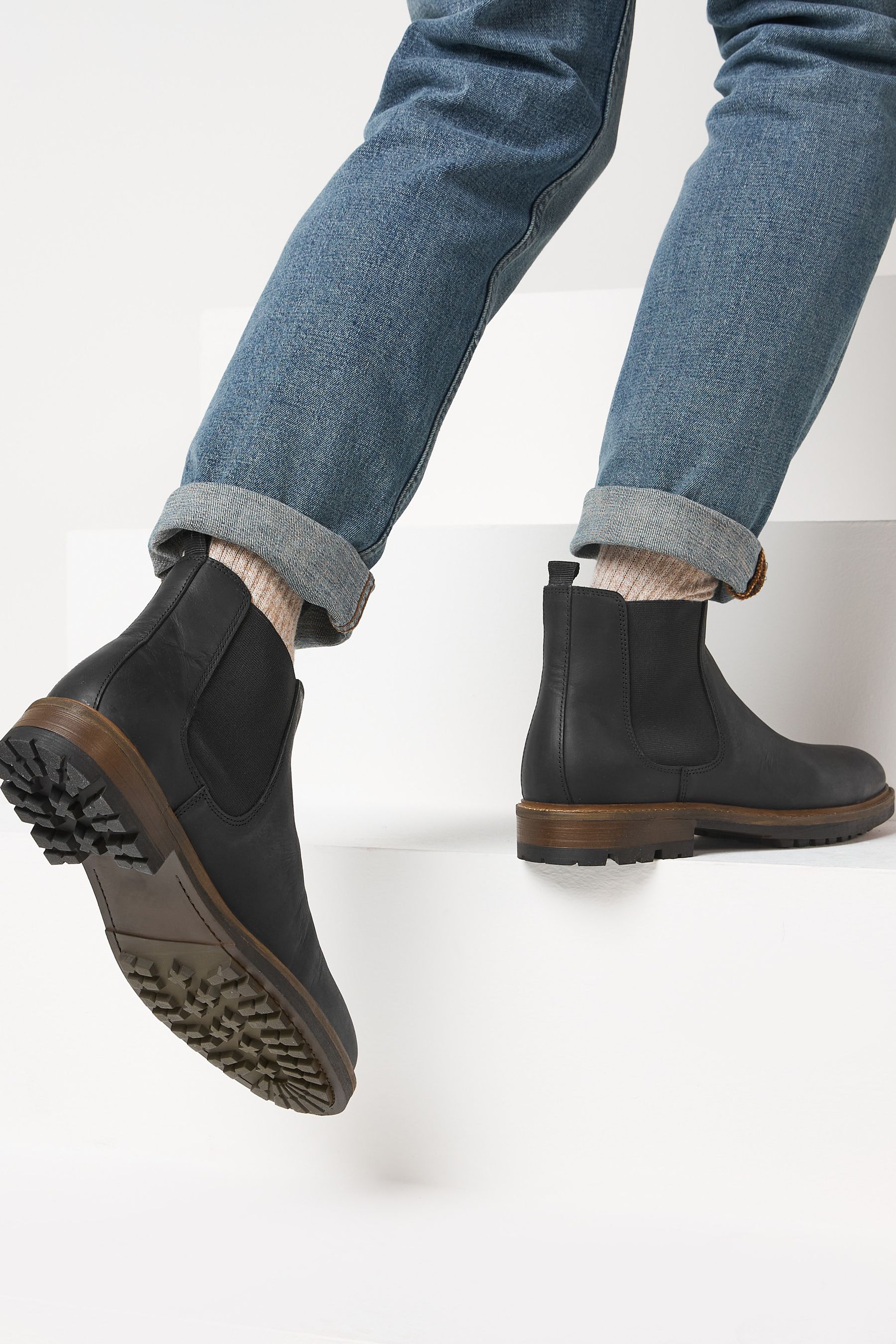 Buy Black Leather Chelsea Boots from Next Luxembourg