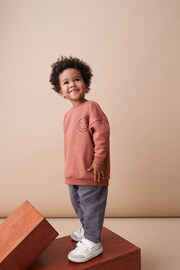 Rust Brown/Grey Logo Oversized Character Sweatshirt and Jogger Set (3mths-7yrs) - Image 2 of 8