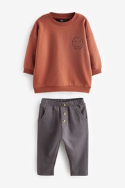 Rust Brown/Grey Logo Oversized Character Sweatshirt and Jogger Set (3mths-7yrs) - Image 5 of 8