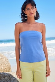 Blue Cotton Rich Bandeau Boobtube Top - Image 1 of 6