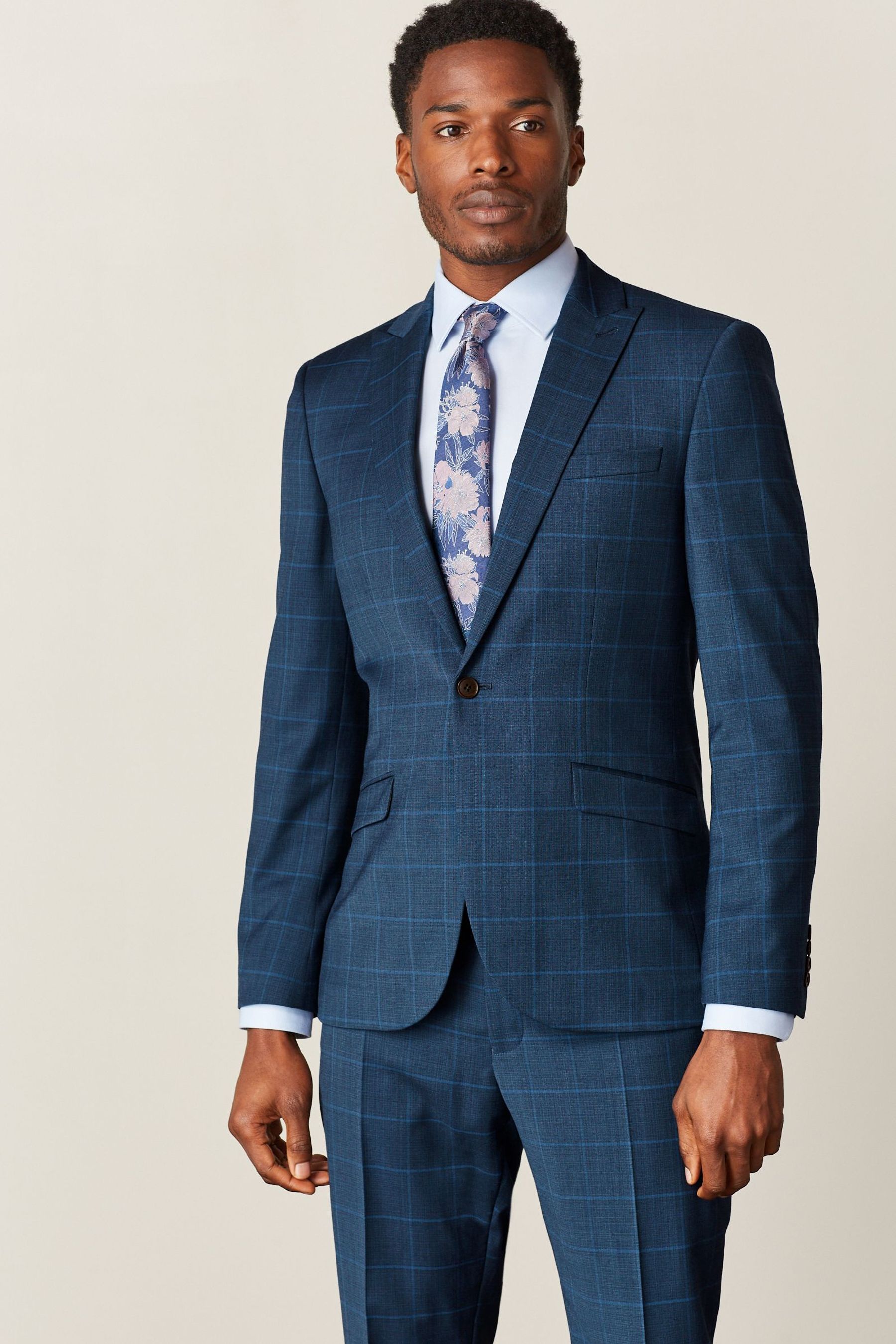 Next tan windowpane check coat top