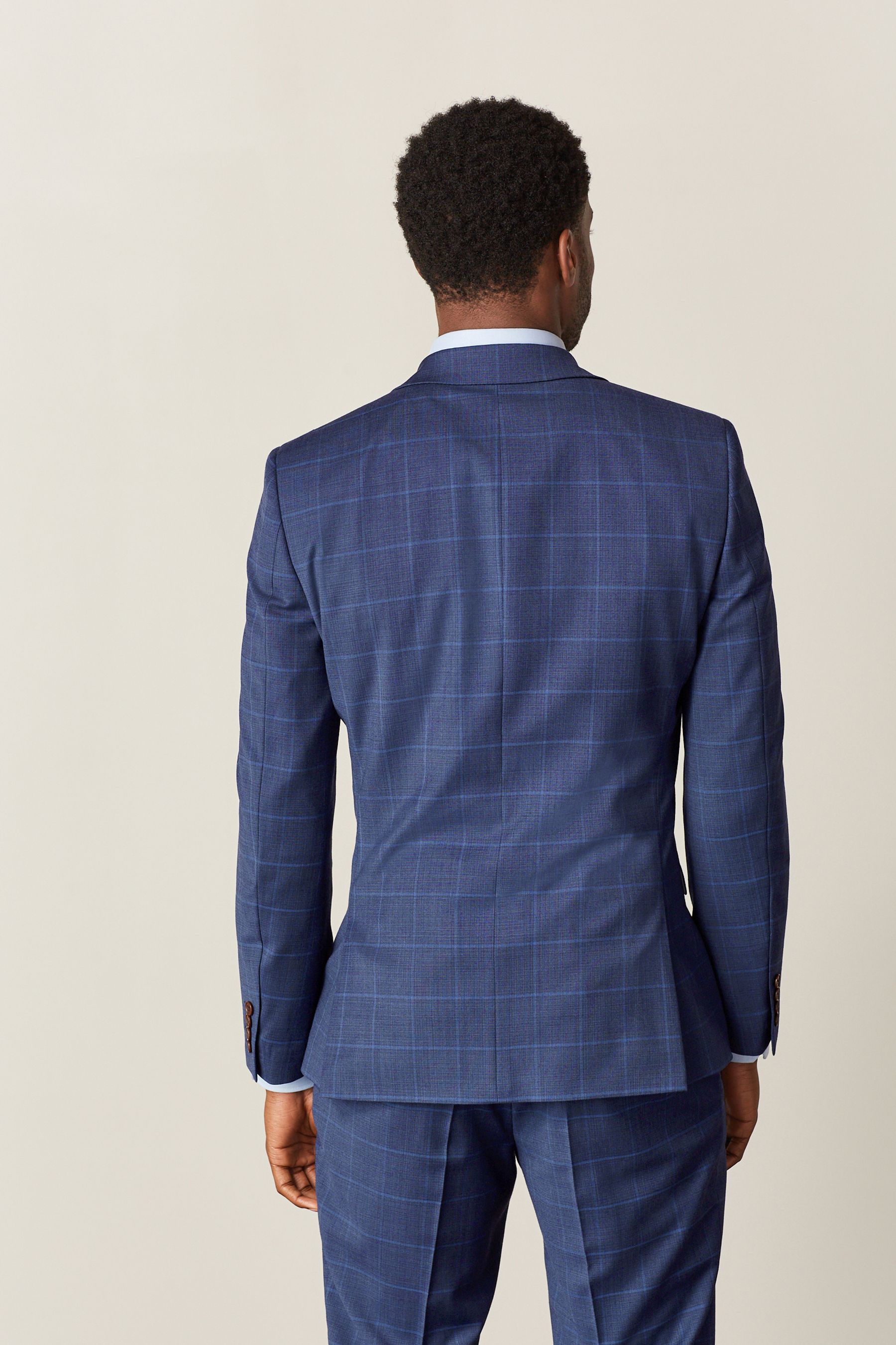 Buy Bright Blue Windowpane Check Suit Jacket from Next Luxembourg