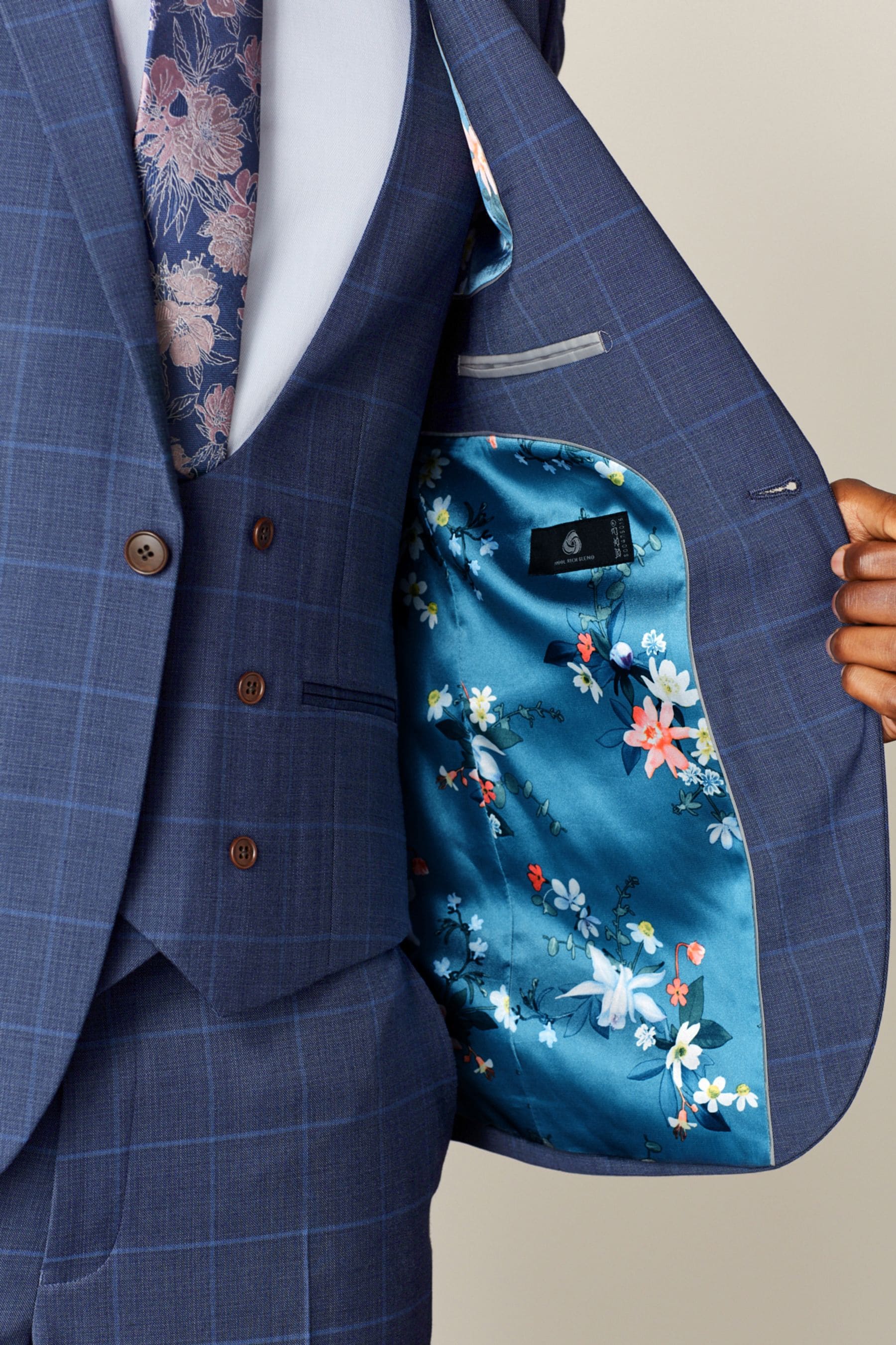 Buy Bright Blue Windowpane Check Suit Jacket from Next Luxembourg