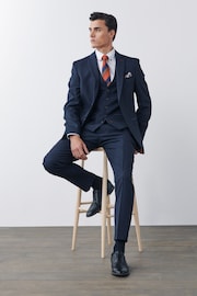 Navy Blue Slim Puppytooth Suit Jacket - Image 3 of 10