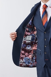 Navy Blue Slim Puppytooth Suit Jacket - Image 6 of 10