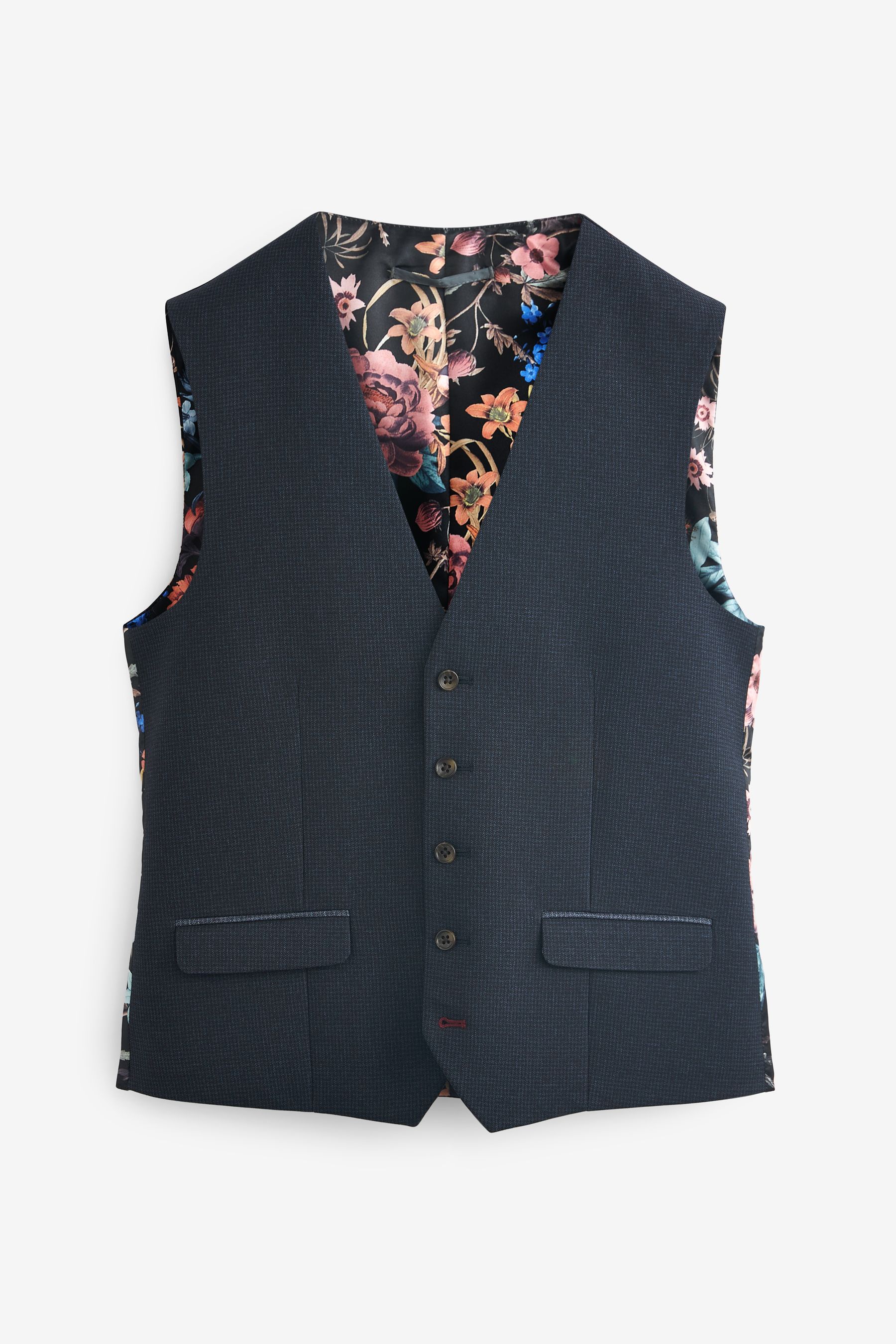Buy Navy Blue Regular Fit Puppytooth Design Waistcoat from the Next UK online shop