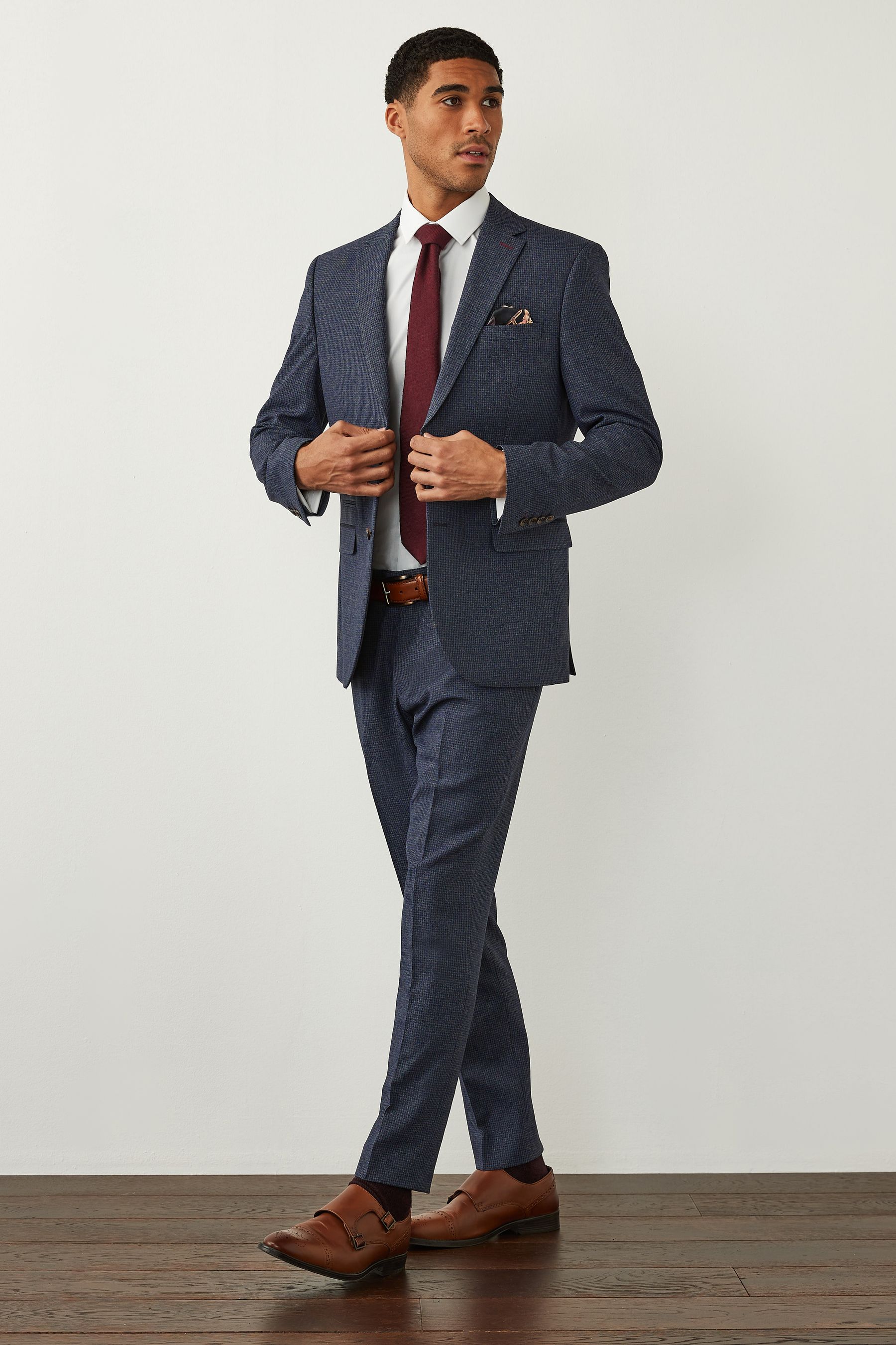 Buy Light Blue Slim Puppytooth Suit Jacket from Next Luxembourg