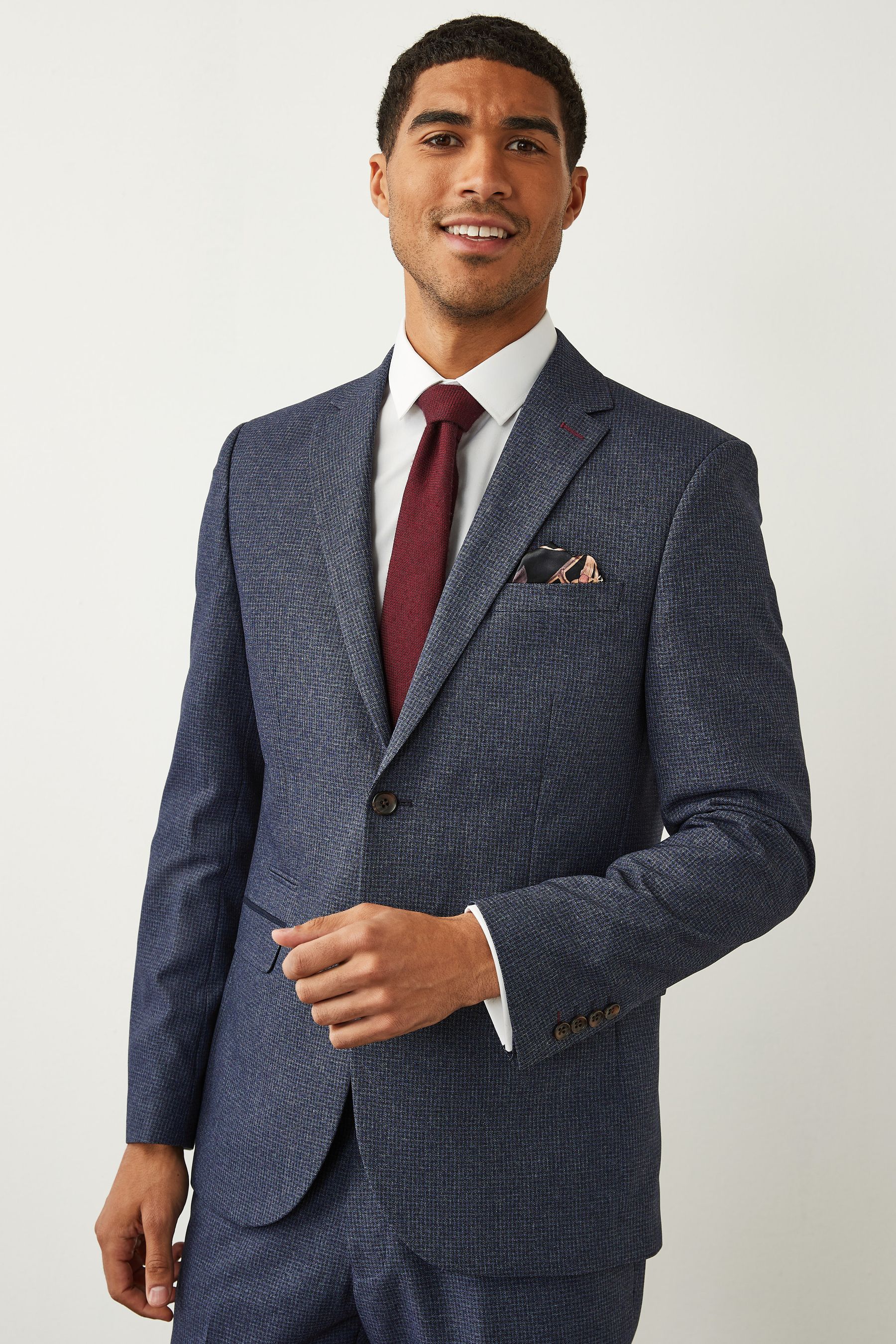 Buy Light Blue Slim Puppytooth Suit Jacket from Next Luxembourg
