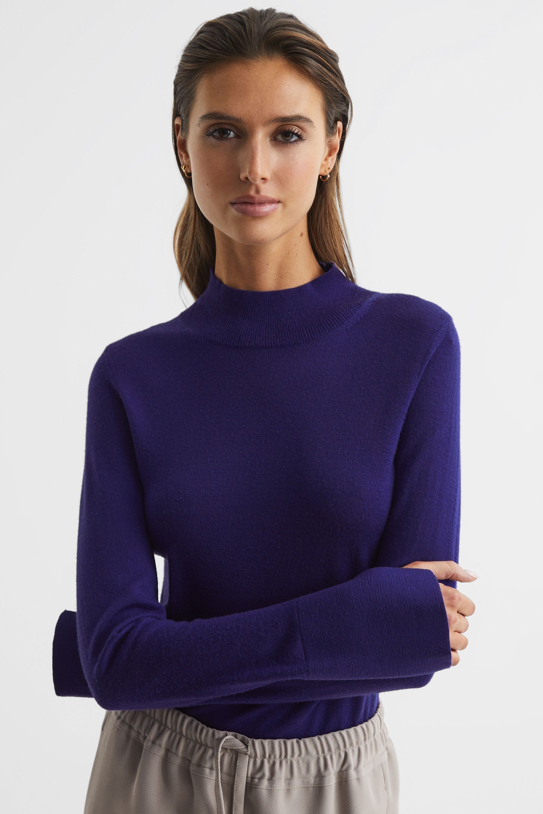 Buy Reiss Purple Sasha Merino Wool Split Sleeve Jumper from Next Luxembourg