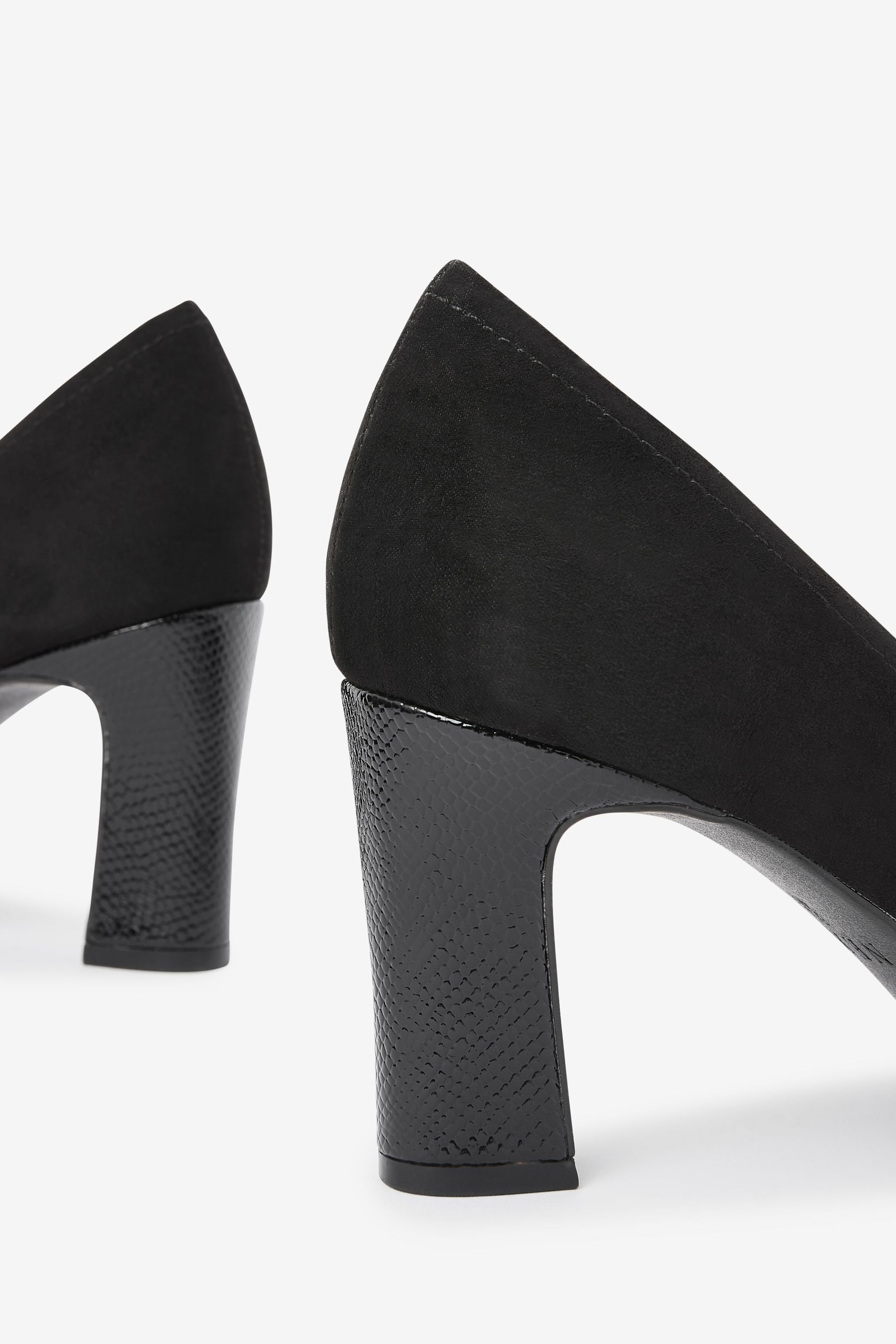 Black Regular Wide Fit Forever Comfort Round Toe Block Heel Court Shoes