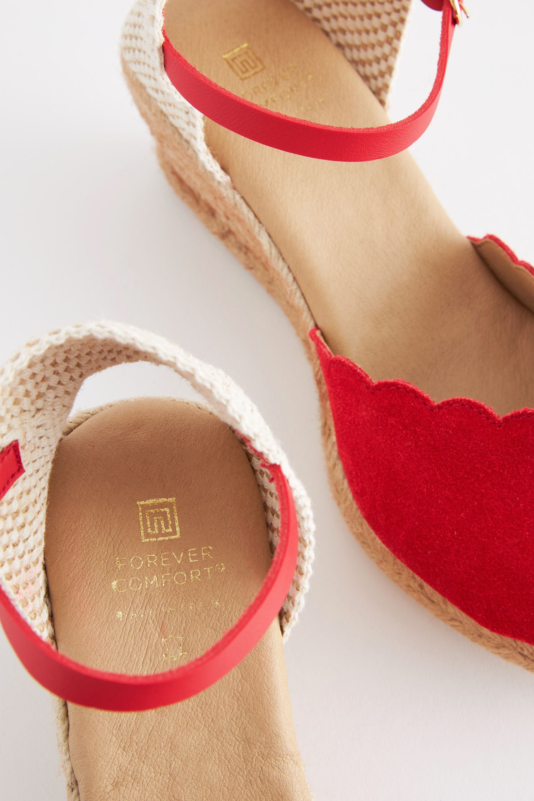 Buy Red Scallop Peep Toe Wedges from Next Luxembourg
