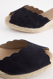 Navy Blue Scallop Peep Toe Wedges - Image 5 of 6