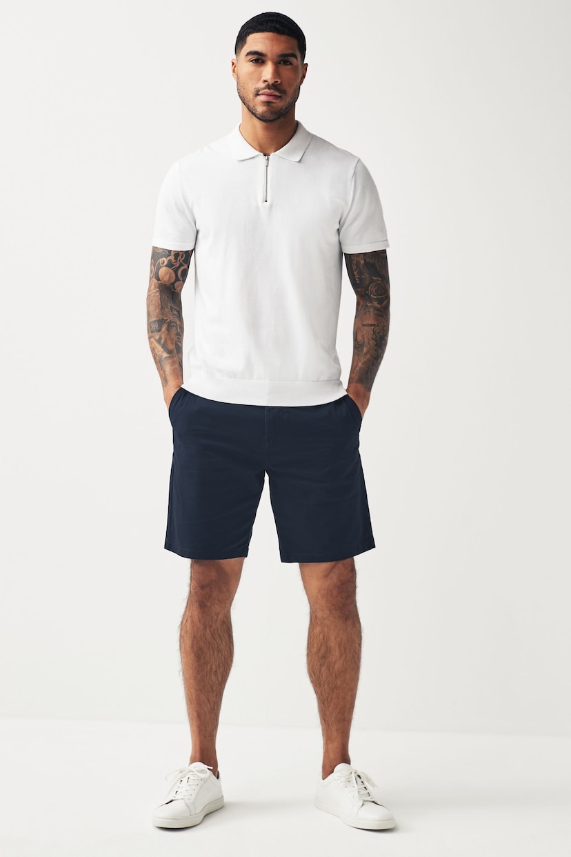 Navy/Stone Straight Fit Stretch Chinos Shorts 2 Pack - Image 2 of 12