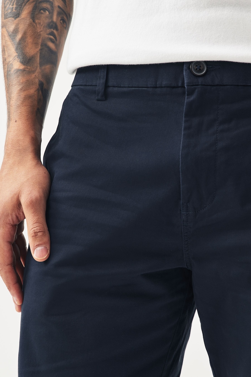 Navy/Stone Straight Fit Stretch Chinos Shorts 2 Pack - Image 4 of 12