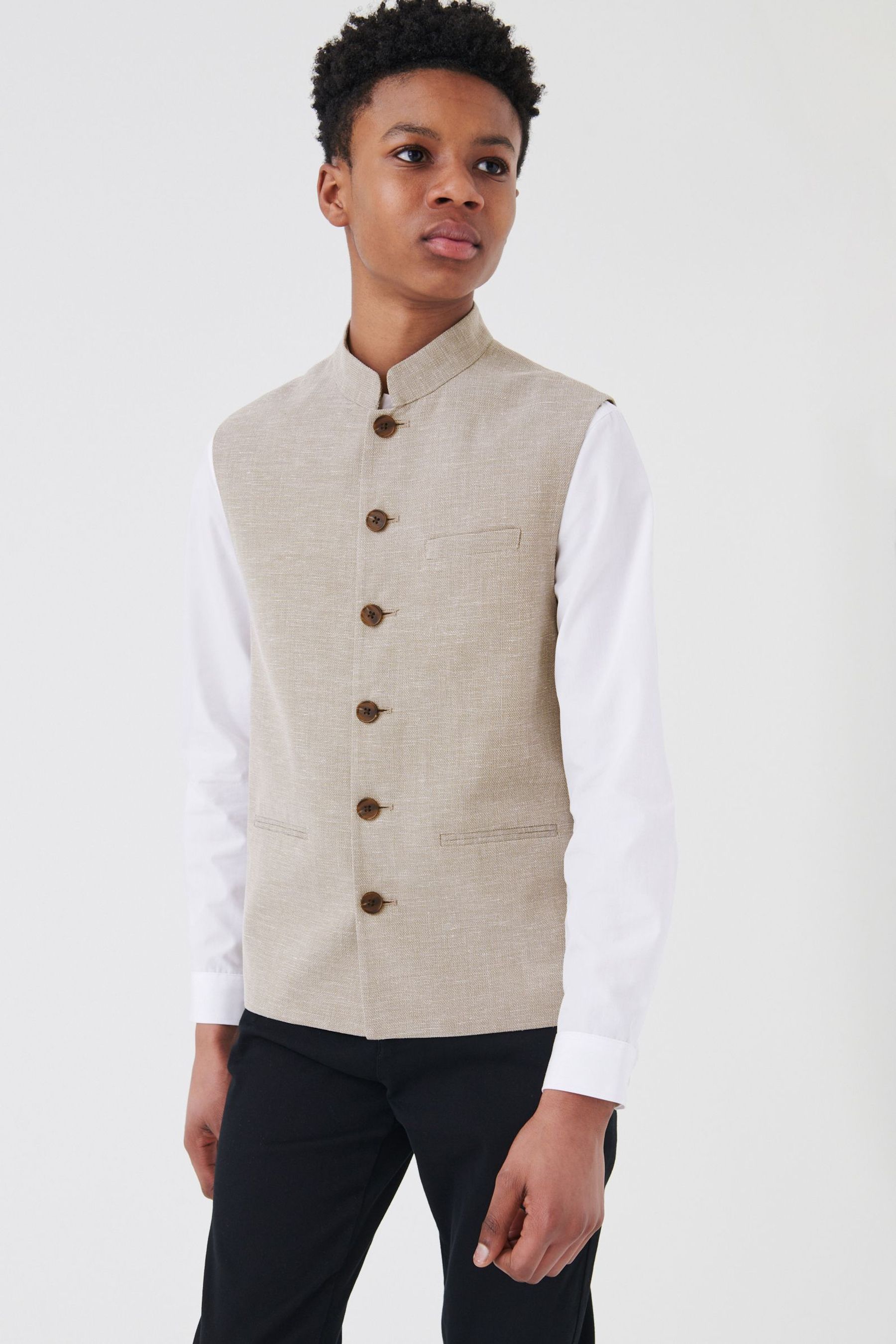 Grandad collar shirt with waistcoat deals