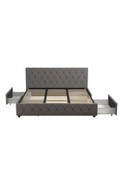 CosmoLiving Grey Elizabeth Linen Upholstered 4 Drawer Storage Bed - Image 4 of 4