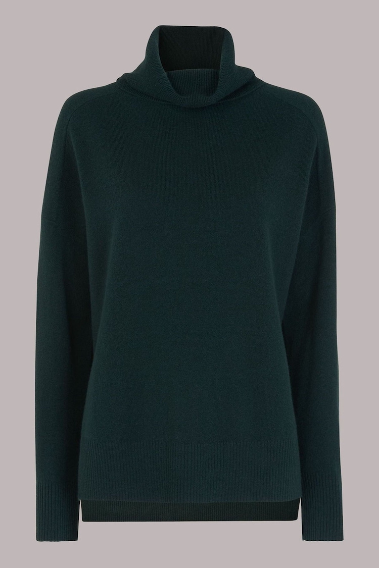 Whistles Green Cashmere Roll Neck Jumper - Image 5 of 5