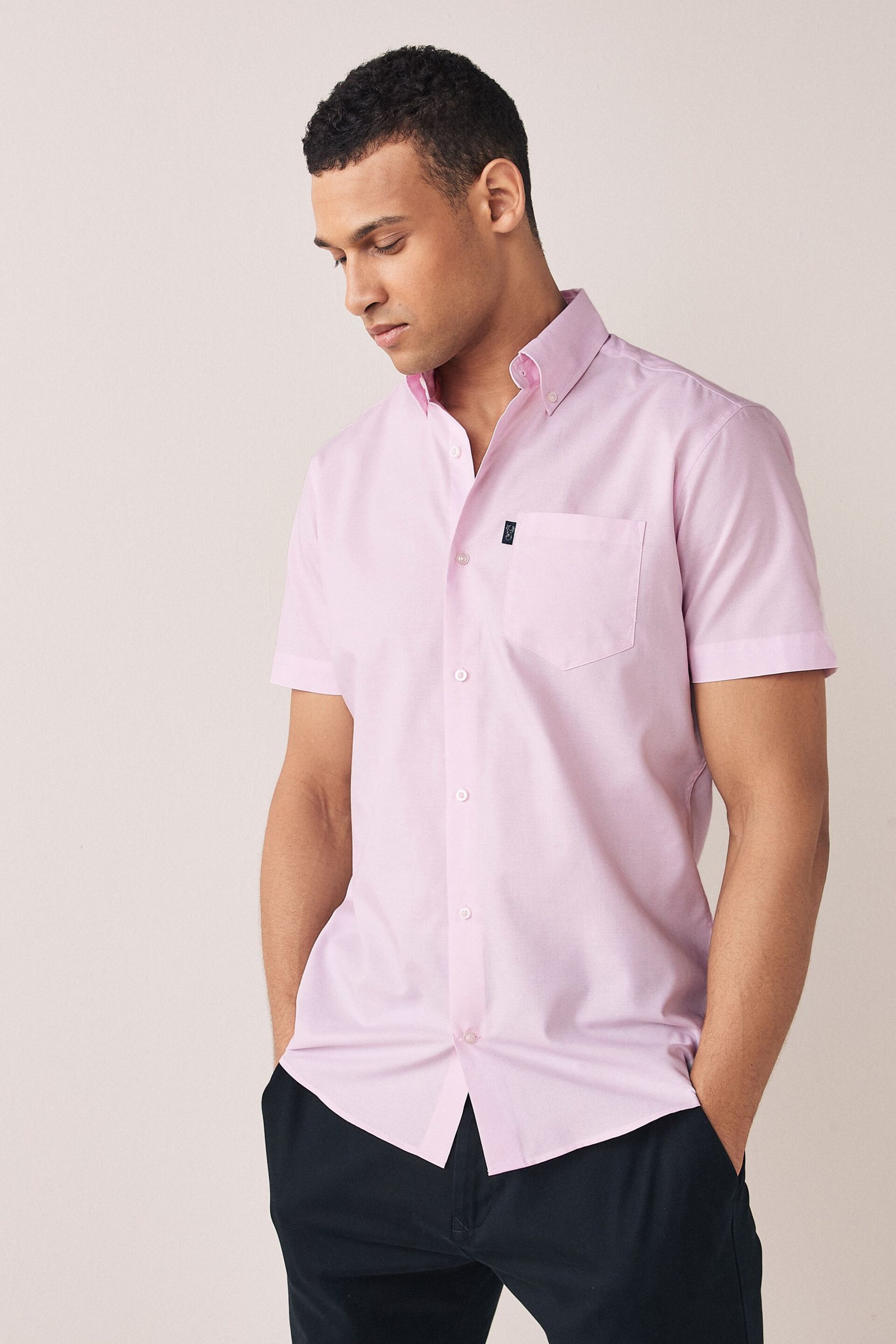Light Pink Slim Fit Easy Iron Button Down Oxford Shirt - Image 1 of 5