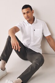 White Slim Fit Easy Iron Button Down Oxford Shirt - Image 3 of 6