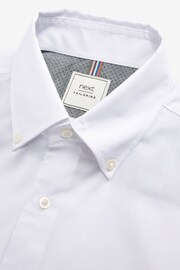 White Slim Fit Easy Iron Button Down Oxford Shirt - Image 4 of 6