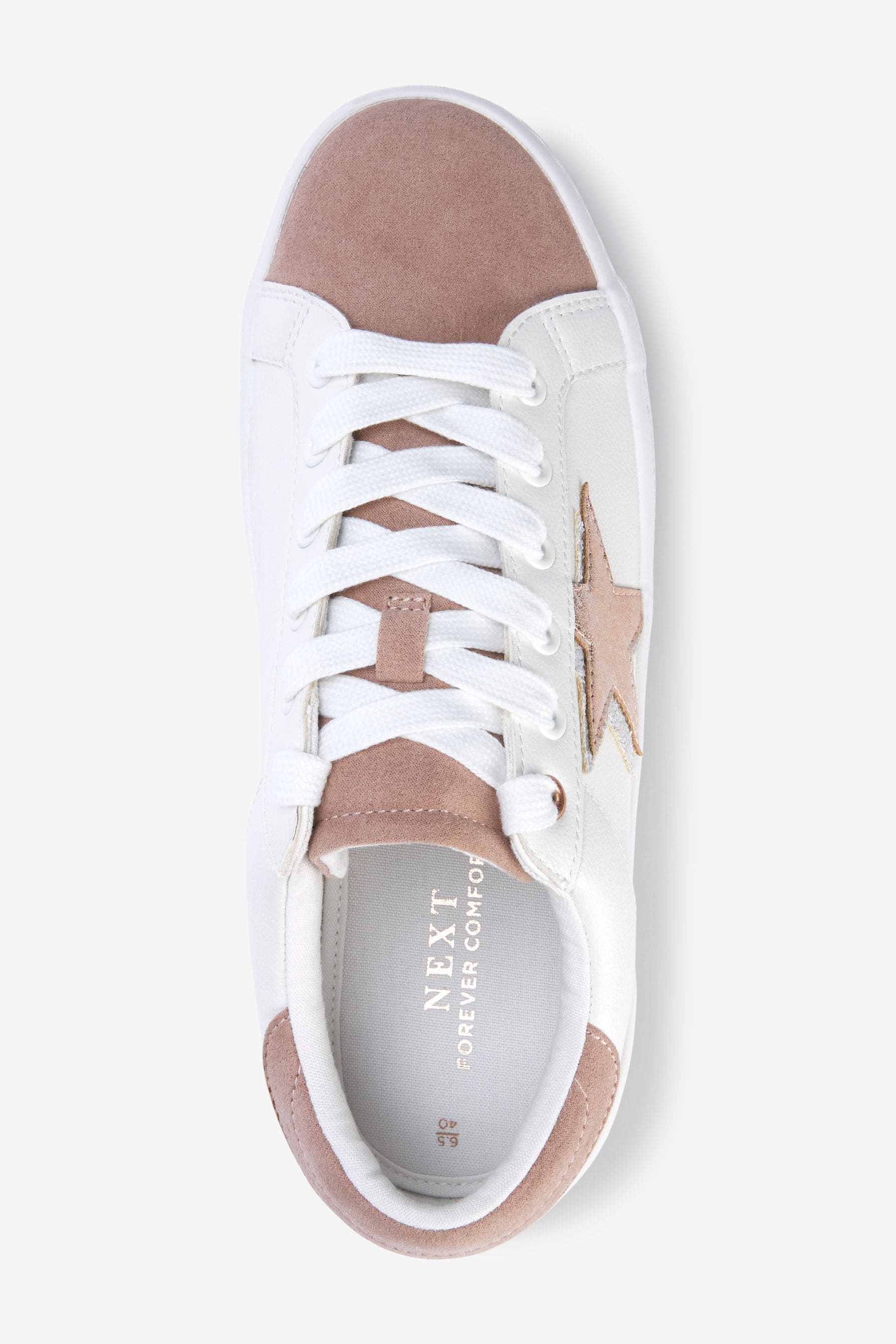Buy White Rose Gold Wide Fit Forever Comfort Star Lace Up Trainers from Next Germany