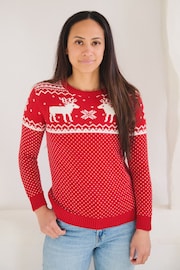 The Little Tailor Womens Christmas 100% Cotton Reindeer Fairisle Pattern Jumper - Image 4 of 6