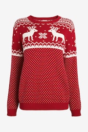 The Little Tailor Green Christmas Reindeer Fairisle Jumper - Image 5 of 5