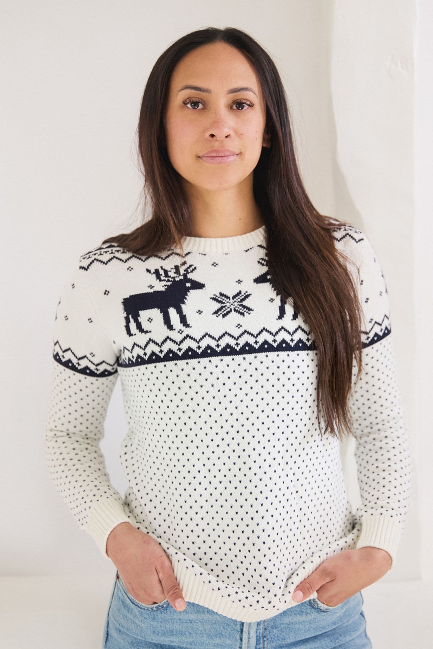 Womens reindeer sweater on sale